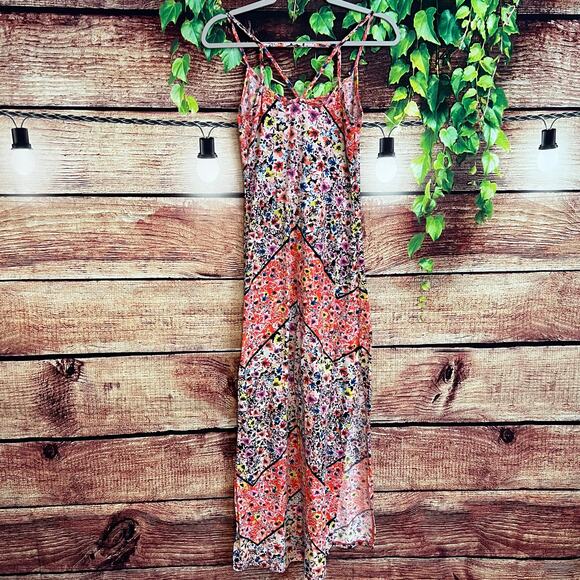 Xhilaration Floral Maxi Dress XS Sleeveless Strappy Boho Festival Sundress - Picture 4 of 7
